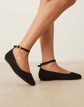 ASOS DESIGN ASOS DESIGN Lara round toe ballet flats in black suedette
