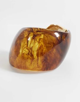 ASOS DESIGN ASOS DESIGN large cuff bracelet in brown resin with gold tone trim
