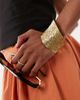 ASOS DESIGN ASOS DESIGN large cuff bracelet with hammered design in gold tone - 3