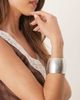 ASOS DESIGN ASOS DESIGN large cuff bracelet with hammered metal design in silver tone - 1