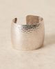 ASOS DESIGN ASOS DESIGN large cuff bracelet with hammered metal design in silver tone - 2