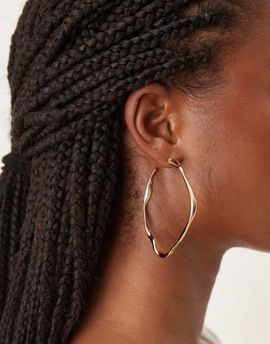 ASOS DESIGN ASOS DESIGN large hoop earrings in abstract twist shape in gold tone
