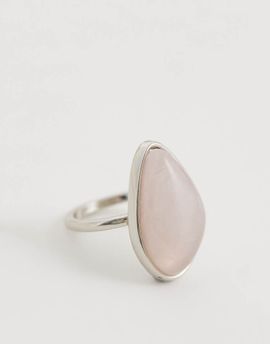 ASOS DESIGN ASOS DESIGN large ring with real semi-precious rose quartz stone-setting in silver tone