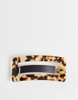 ASOS DESIGN ASOS DESIGN large square barrette hair clip in brown tortoise shell pattern-Multi