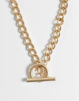 ASOS DESIGN ASOS DESIGN large statement t-bar chain necklace in gold tone