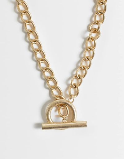 ASOS DESIGN ASOS DESIGN large statement t-bar chain necklace in gold tone