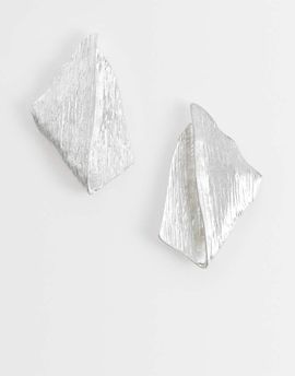 ASOS DESIGN ASOS DESIGN large stud earrings with fold-over diamond design in brushed silver