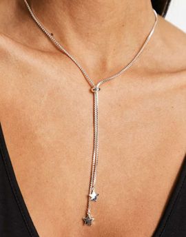 ASOS DESIGN ASOS DESIGN lariat necklace with star pendant in silver tone