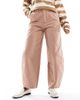 ASOS DESIGN ASOS DESIGN laundered barrel leg pants in washed brown - 1