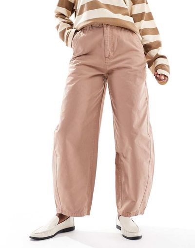 ASOS DESIGN ASOS DESIGN laundered barrel leg pants in washed brown