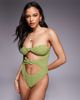 ASOS DESIGN ASOS DESIGN Laurie twist front chain link bandeau swimsuit in lime-Green - 1