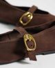 ASOS DESIGN ASOS DESIGN Lava premium chisel toe mary jane ballet flats in chocolate suede-Brown - 2