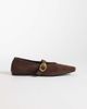 ASOS DESIGN ASOS DESIGN Lava premium chisel toe mary jane ballet flats in chocolate suede-Brown - 3