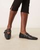 ASOS DESIGN ASOS DESIGN Lava premium chisel toe Mary Jane ballets in black leather - 1