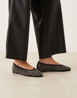 ASOS DESIGN ASOS DESIGN Lawn embellished ballet flats in black