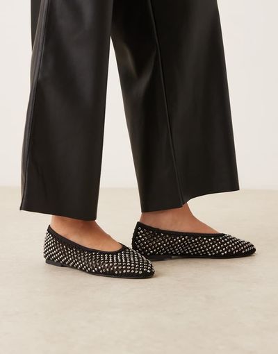 ASOS DESIGN ASOS DESIGN Lawn embellished ballet flats in black