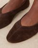 ASOS DESIGN ASOS DESIGN Lawn premium suede ballet flats in chocolate-Brown - 3