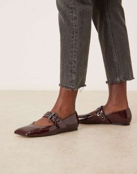 ASOS DESIGN ASOS DESIGN Lazarus mary jane ballet flats in burgundy-Red