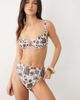 ASOS DESIGN ASOS DESIGN Lea Azores high leg high waist bikini bottoms in scarf print-Brown - 1