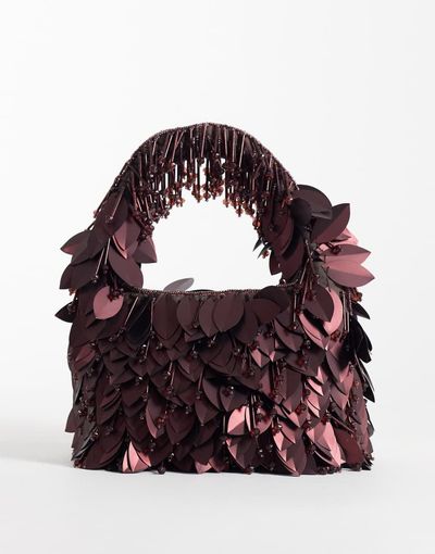 ASOS DESIGN ASOS DESIGN leaf embellished clutch bag in chocolate-Brown