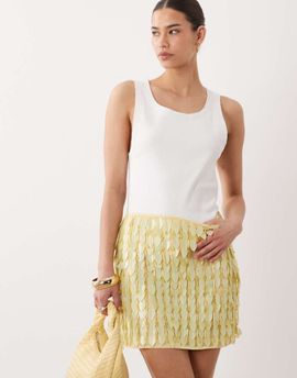 ASOS DESIGN ASOS DESIGN leaf embellished mini skirt in yellow - part of a set