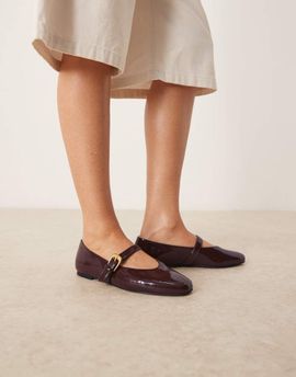 ASOS DESIGN ASOS DESIGN Leah mary jane ballet flats in brown patent