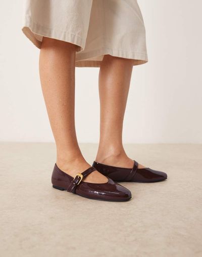 ASOS DESIGN ASOS DESIGN Leah mary jane ballet flats in brown patent