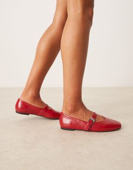 ASOS DESIGN ASOS DESIGN Leah mary jane ballet flats in cherry red