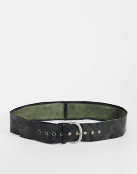 ASOS DESIGN ASOS DESIGN leather belt in camo print-Green