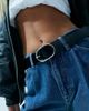 ASOS DESIGN ASOS DESIGN leather fine tubular gold tone buckle waist and hip jeans belt in black - 4