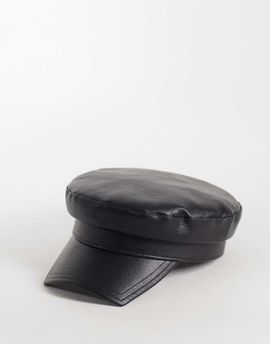 ASOS DESIGN ASOS DESIGN leather look baker boy hat in black