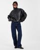 ASOS DESIGN ASOS DESIGN leather look funnel neck bomber jacket in black - 1