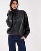 ASOS DESIGN ASOS DESIGN leather look funnel neck bomber jacket in black - 3
