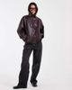 ASOS DESIGN ASOS DESIGN leather look funnel neck bomber jacket in chocolate plum-Brown - 3