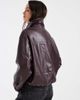 ASOS DESIGN ASOS DESIGN leather look funnel neck bomber jacket in chocolate plum-Brown - 4
