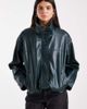 ASOS DESIGN ASOS DESIGN leather look funnel neck bomber jacket in dark green - 2