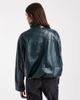 ASOS DESIGN ASOS DESIGN leather look funnel neck bomber jacket in dark green - 3
