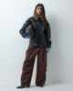 ASOS DESIGN ASOS DESIGN leather look moto jacket with tan faux fur collar in black - 4