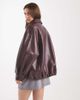 ASOS DESIGN ASOS DESIGN leather look oversized bomber jacket in burgundy-Red - 4