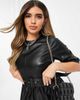ASOS DESIGN ASOS DESIGN leather look t-shirt mini skater dress with belt in black - 3
