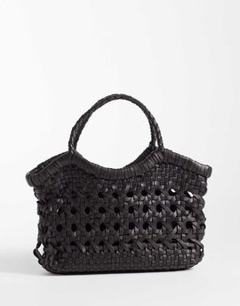 ASOS DESIGN ASOS DESIGN leather weave grab handle crossbody bag in chocolate-Brown
