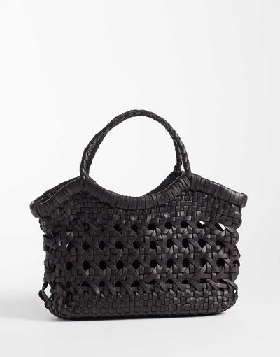 ASOS DESIGN ASOS DESIGN leather weave grab handle crossbody bag in chocolate-Brown