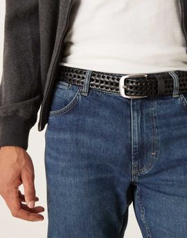 ASOS DESIGN ASOS DESIGN leather woven belt with silver buckle in black
