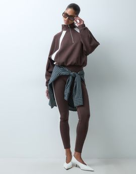 ASOS DESIGN ASOS DESIGN legging with side panel detail in brown and cream-Black