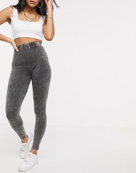 ASOS DESIGN ASOS DESIGN leggings in acid wash in charcoal-Grey