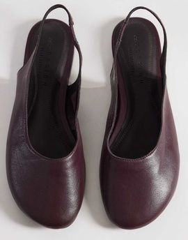 ASOS DESIGN ASOS DESIGN Lenza premium slingback ballet flats in plum leather-Red