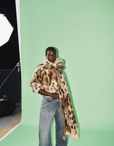 ASOS DESIGN ASOS DESIGN leopard brushed crew neck sweater in brown-Multi