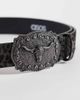 ASOS DESIGN ASOS DESIGN leopard cowhide hair western belt with silver rams head buckle in neutral - 3