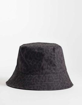 ASOS DESIGN ASOS DESIGN leopard print bucket hat in gray