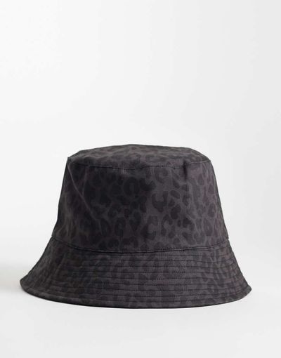ASOS DESIGN ASOS DESIGN leopard print bucket hat in gray